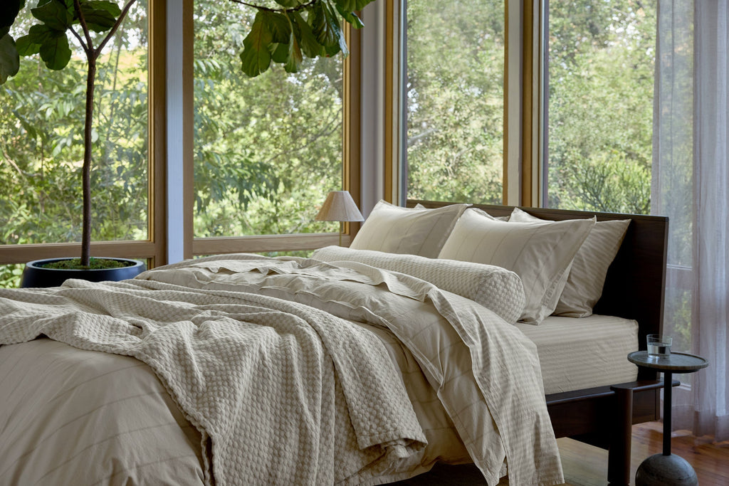 Percale Sheet Set - Bone Stripe F/Q
