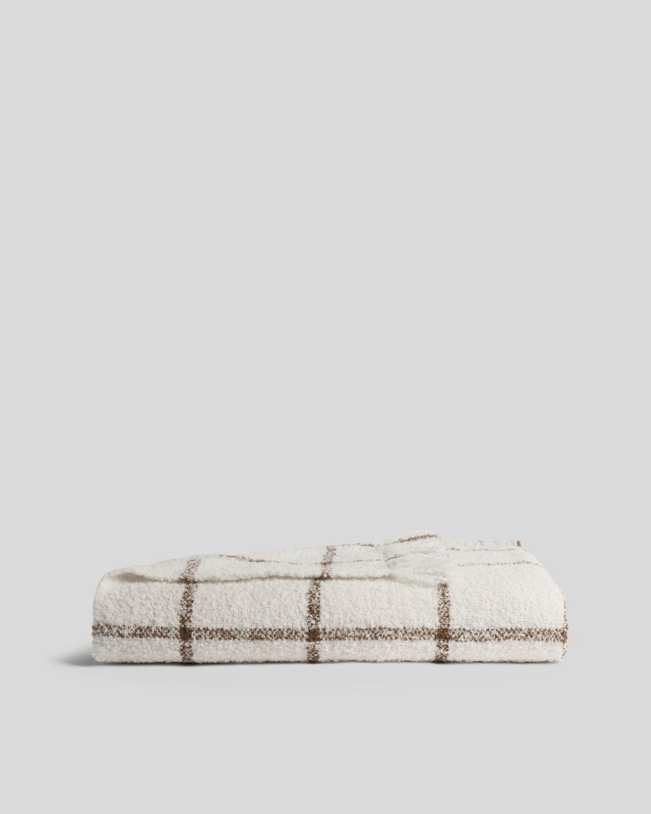 Alpaca Boucle Windowpane Throw - FINAL SALE (Cream with Tobacco)