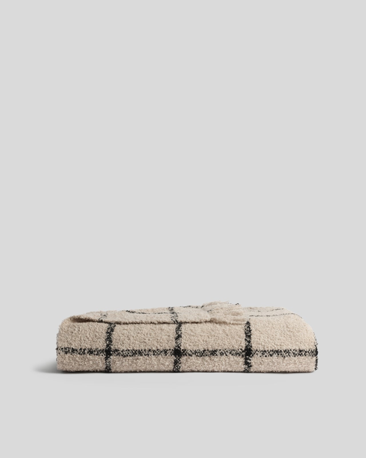 Alpaca Boucle Windowpane Throw - FINAL SALE (Natural with Onyx)
