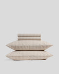 Brushed Cotton Sheet Set - Bone Check F/Q