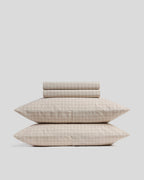 Brushed Cotton Sheet Set - Bone Check F/Q