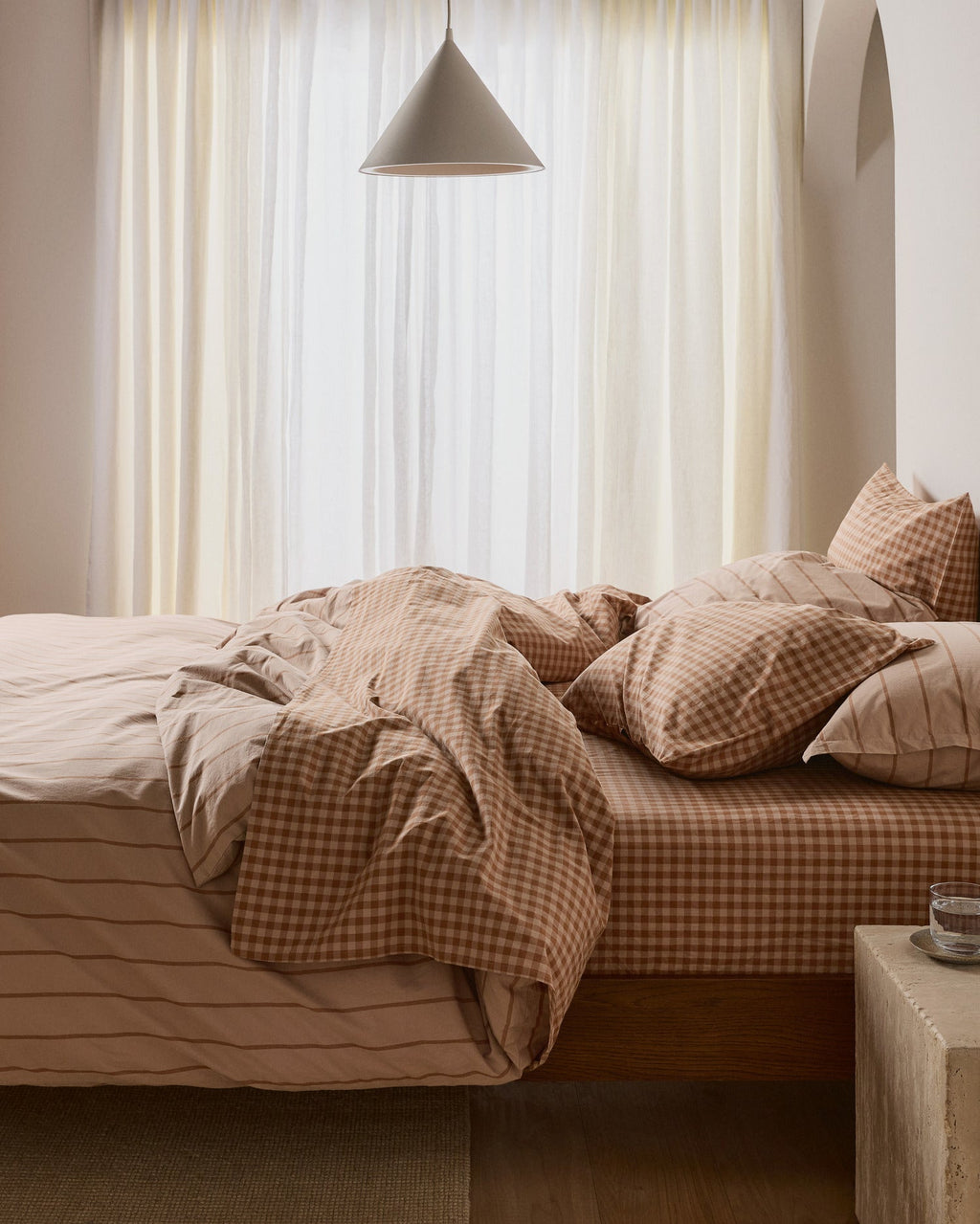 Brushed Cotton Sheet Set - Adobe Check F/Q