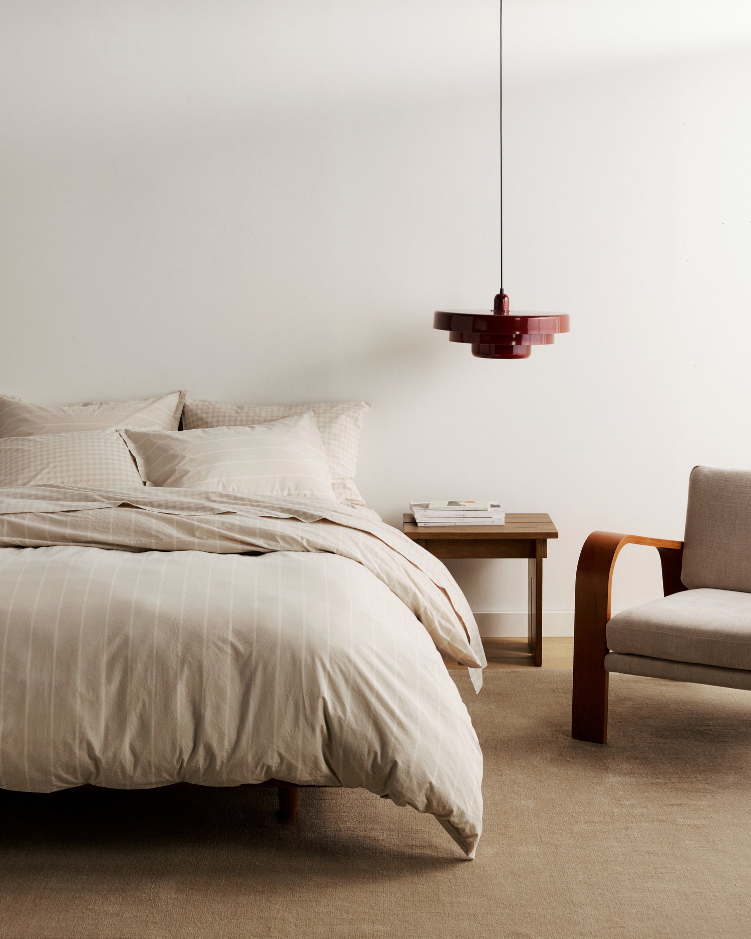 Brushed Cotton Sheet Set - Bone Check F/Q