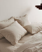 Brushed Cotton Sheet Set - Bone Check F/Q