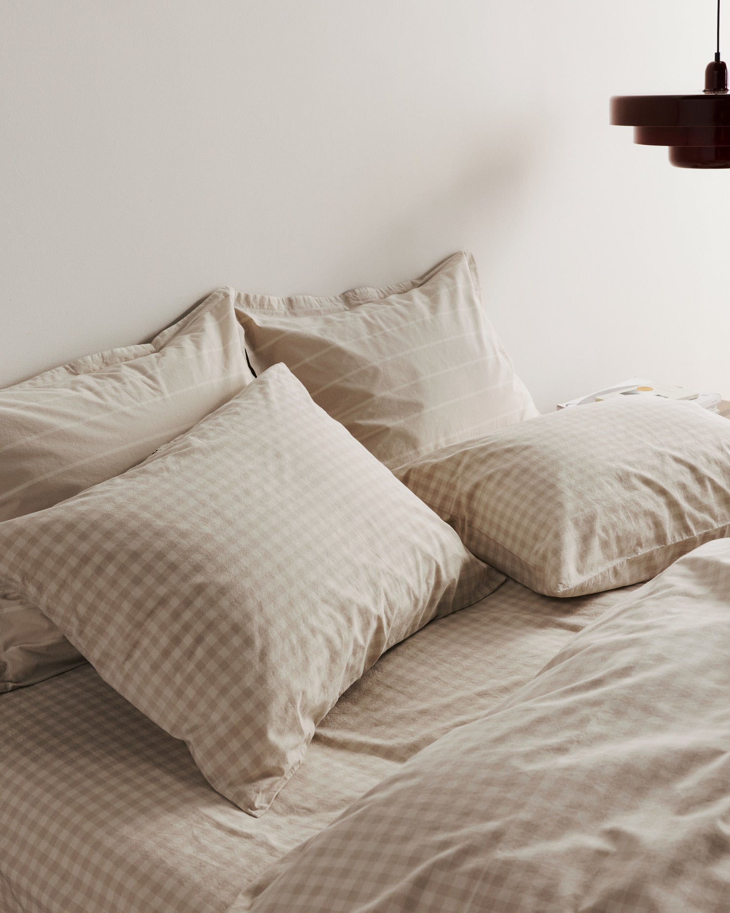 Brushed Cotton Sheet Set - Bone Check F/Q