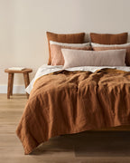Linen Box Quilted Euro Sham (Tobacco)