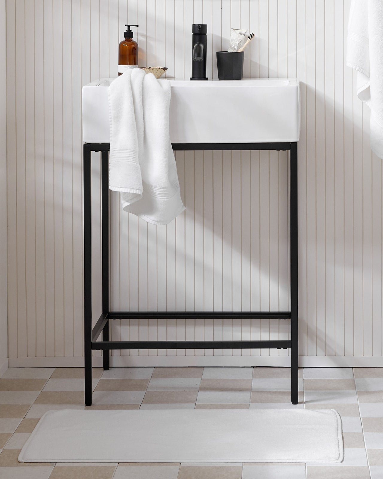 Classic Turkish Cotton Tub Mat (White)