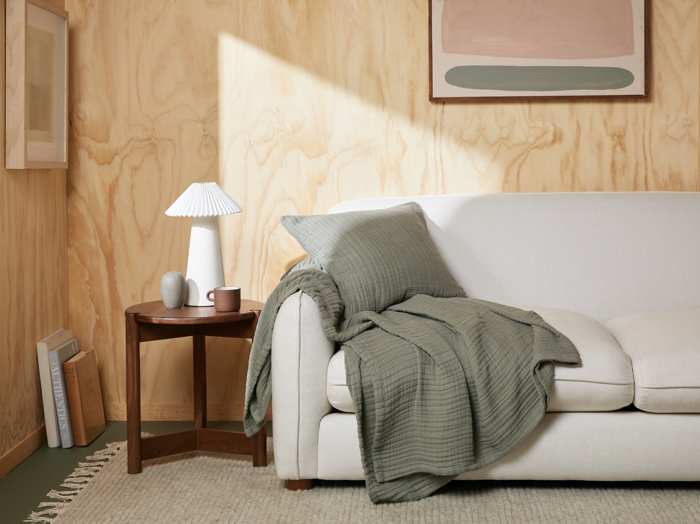 Cloud Linen Gauze Throw (Moss)