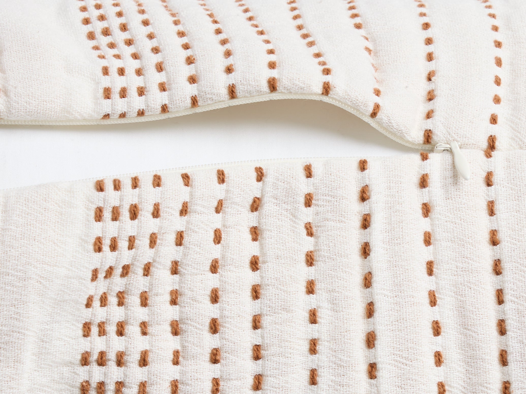 Hand Stitched Bolster Pillow Cover - FINAL SALE (Cream and Tobacco)