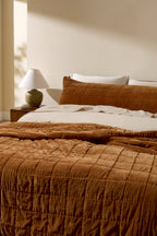 Hand Stitched Velvet Body Pillow Cover (Tobacco)