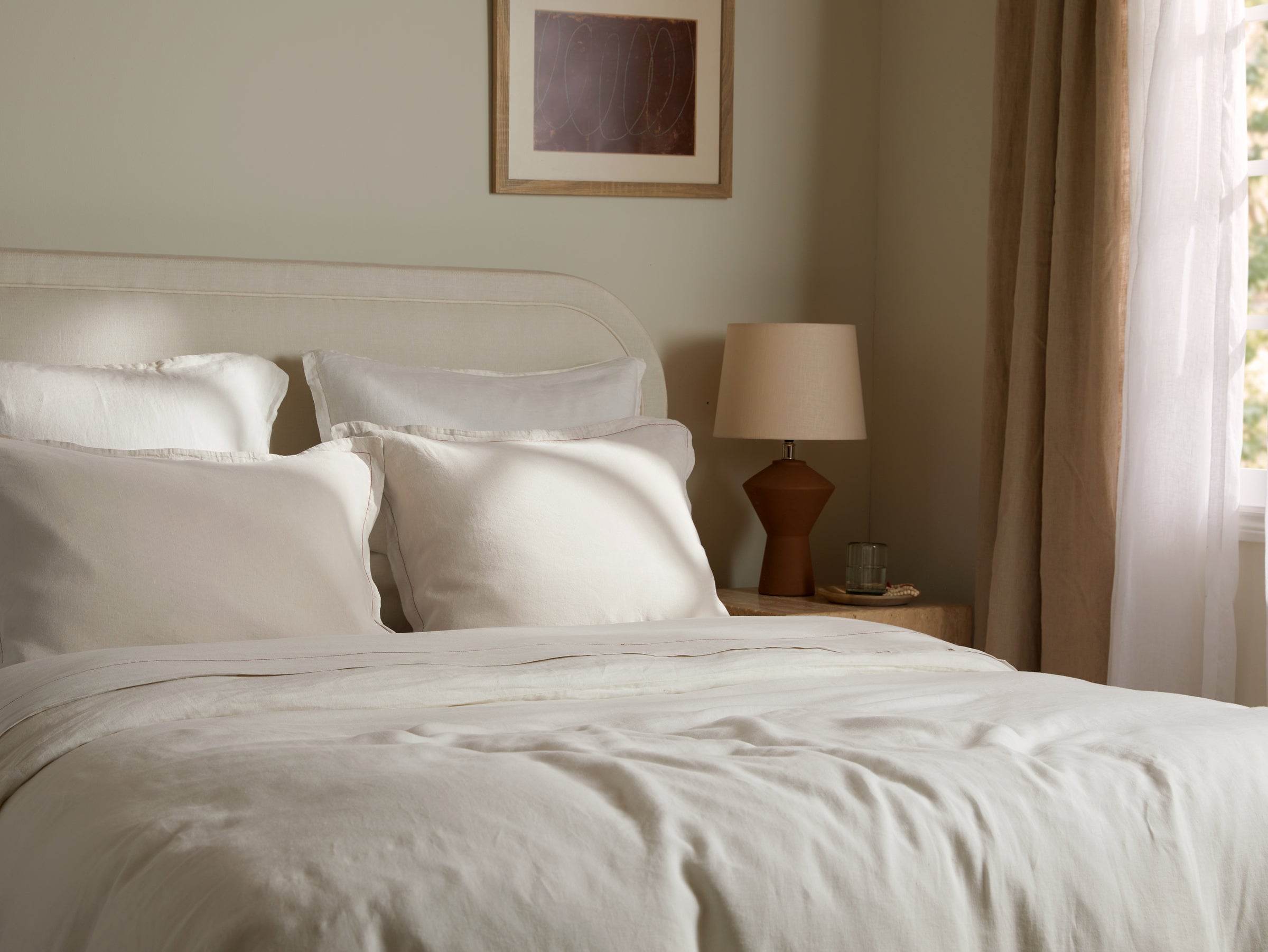 Linen Tencel Sham Set - FINAL SALE (Bone with Canyon)