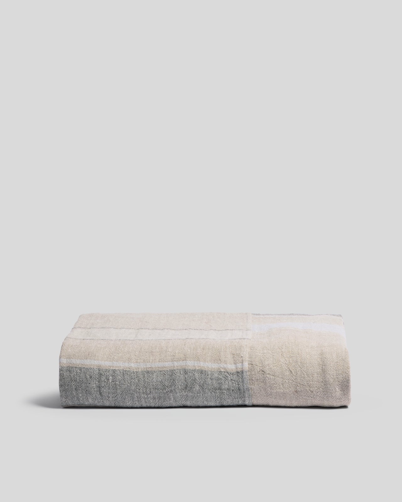 Heritage Linen Bed Cover (Natural Stripe Cool)