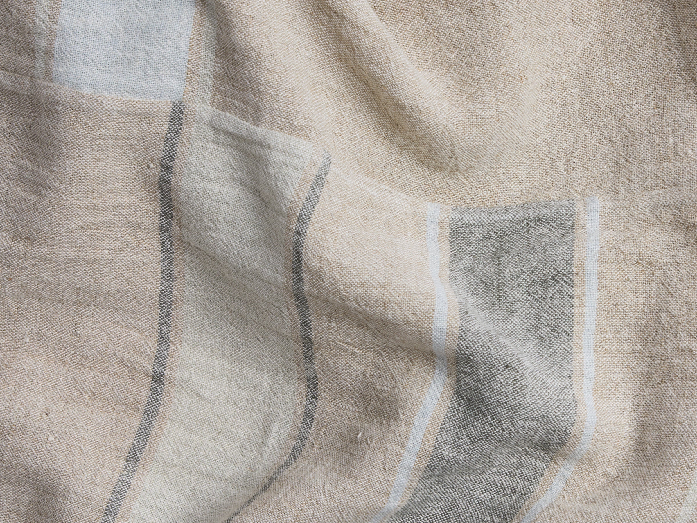 Heritage Linen Bed Cover (Natural Stripe Cool)