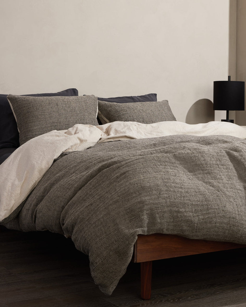 Honeycomb Sham Set - FINAL SALE (Soft Black and Natural)