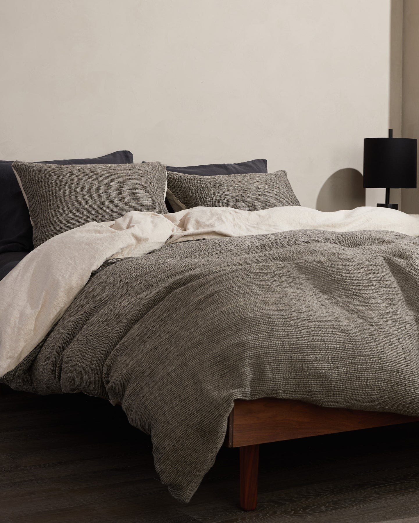 Honeycomb Sham Set - FINAL SALE (Soft Black and Natural)
