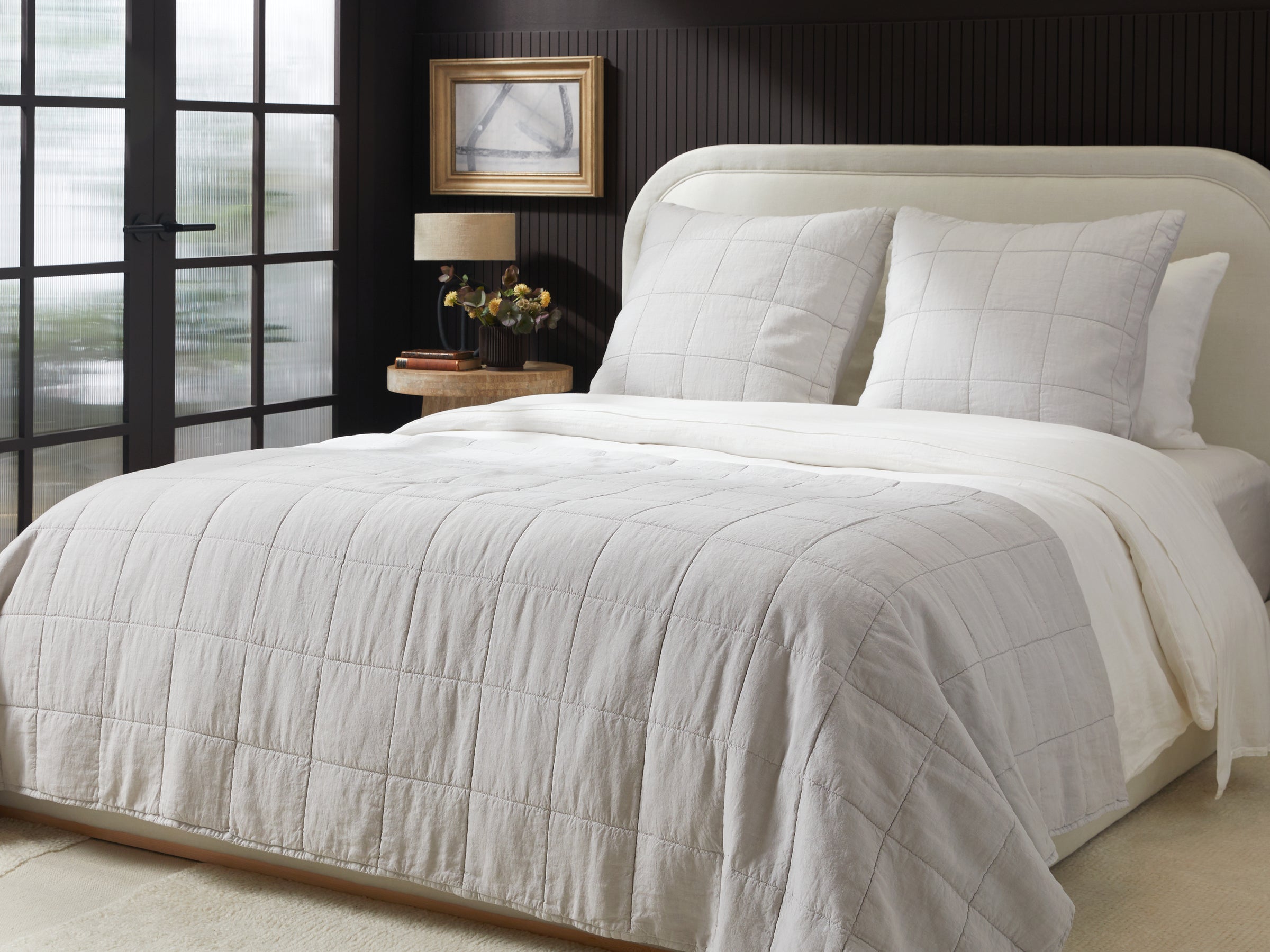 Linen Box Quilted Euro Sham - FINAL SALE (Fog)