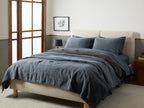 Linen Box Quilted Sham Set (Dusk)