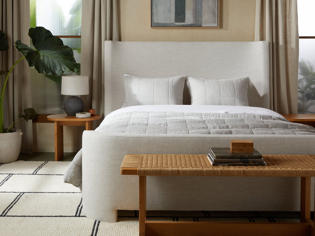 Linen Box Quilted Sham Set - FINAL SALE (Fog)