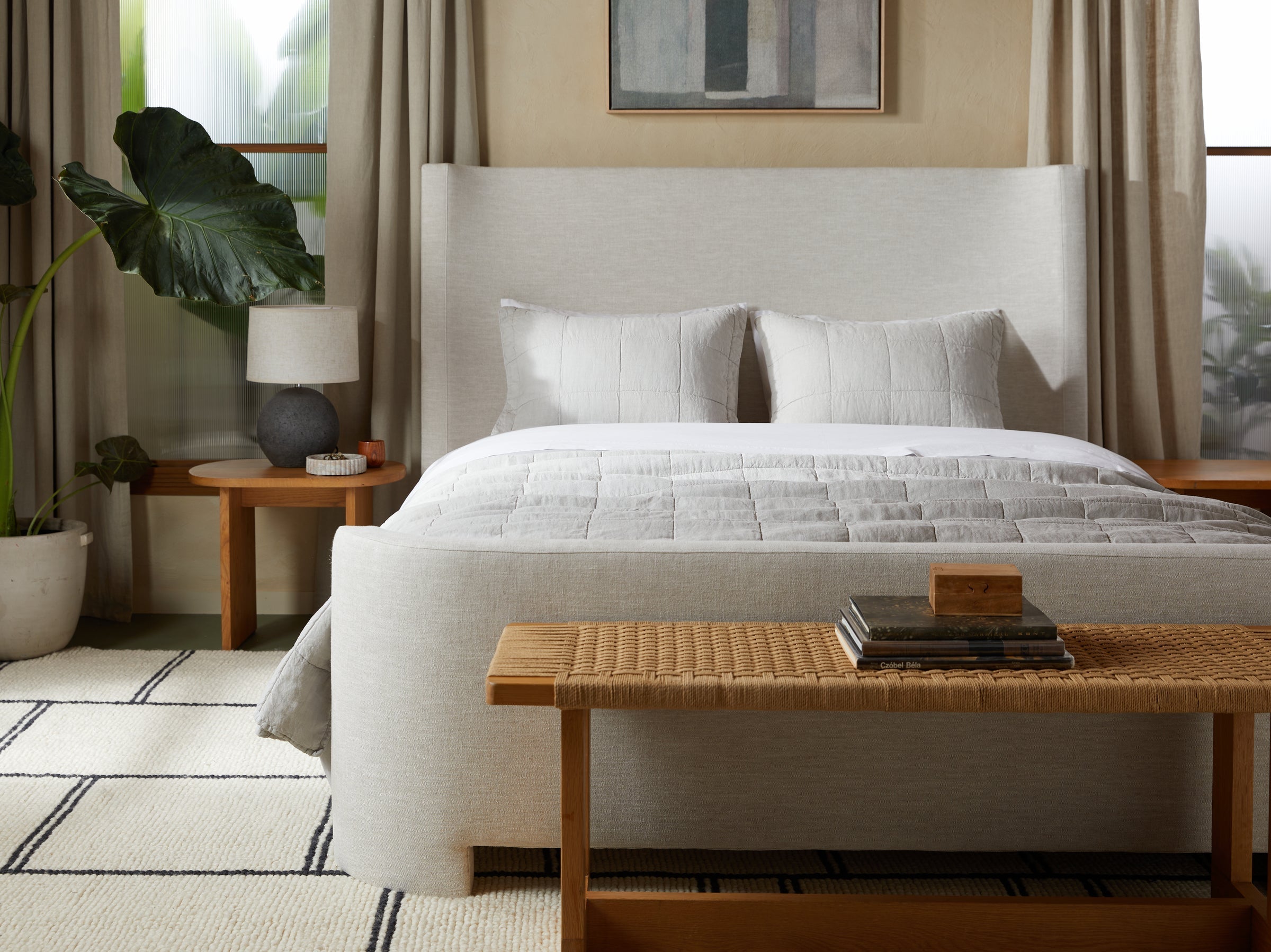 Linen Box Quilted Sham Set - FINAL SALE (Fog)