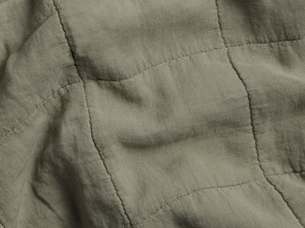Linen Box Quilted Sham Set (Moss)