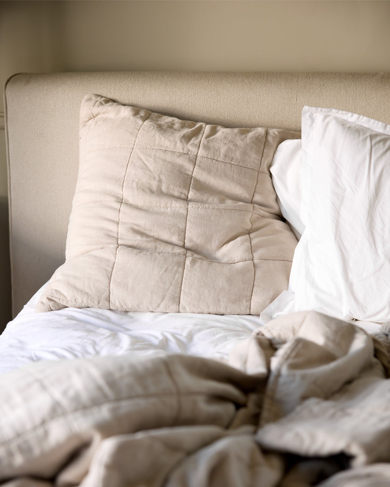Linen Box Quilted Euro Sham (Bone)