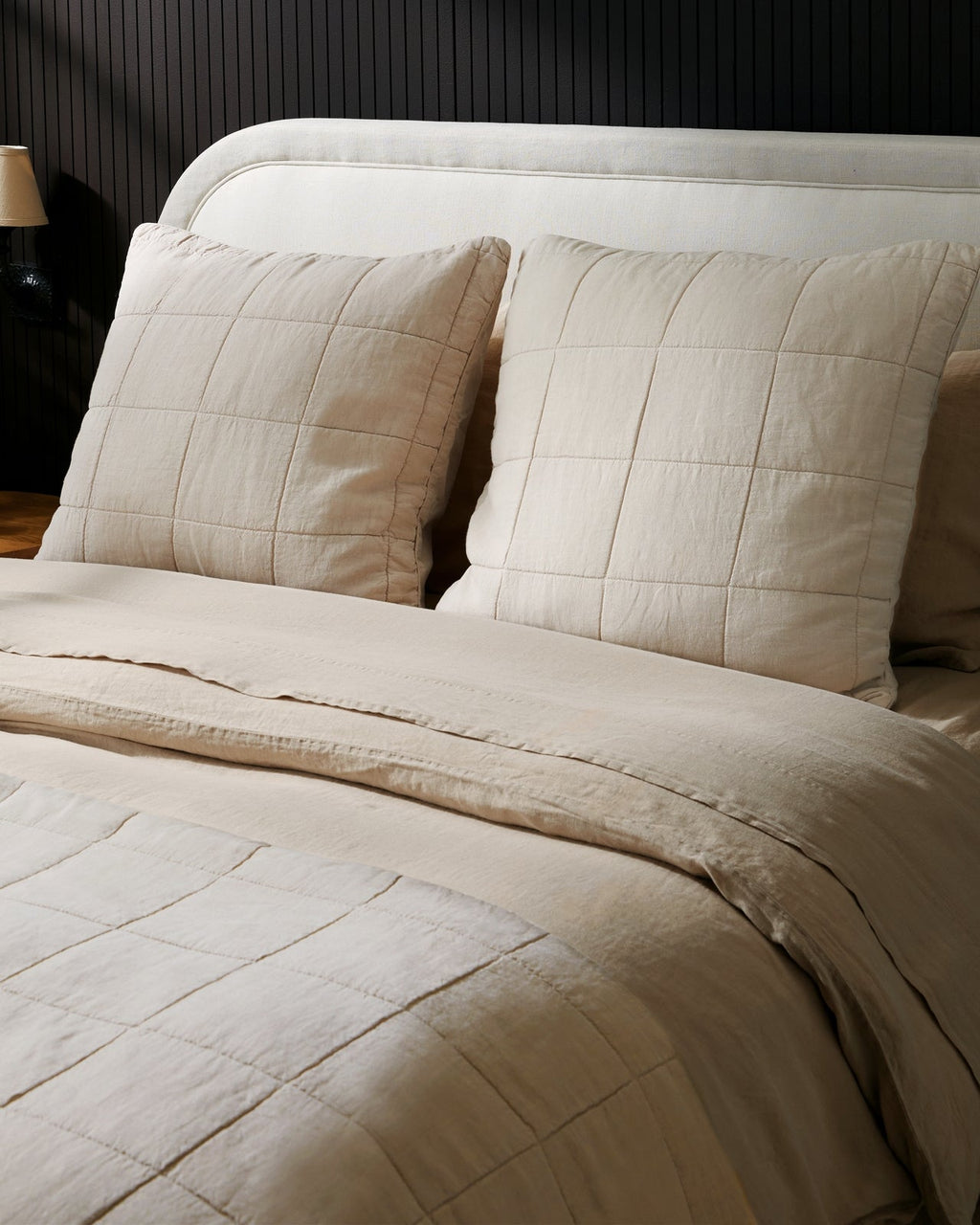 Linen Box Quilted Euro Sham (Bone)