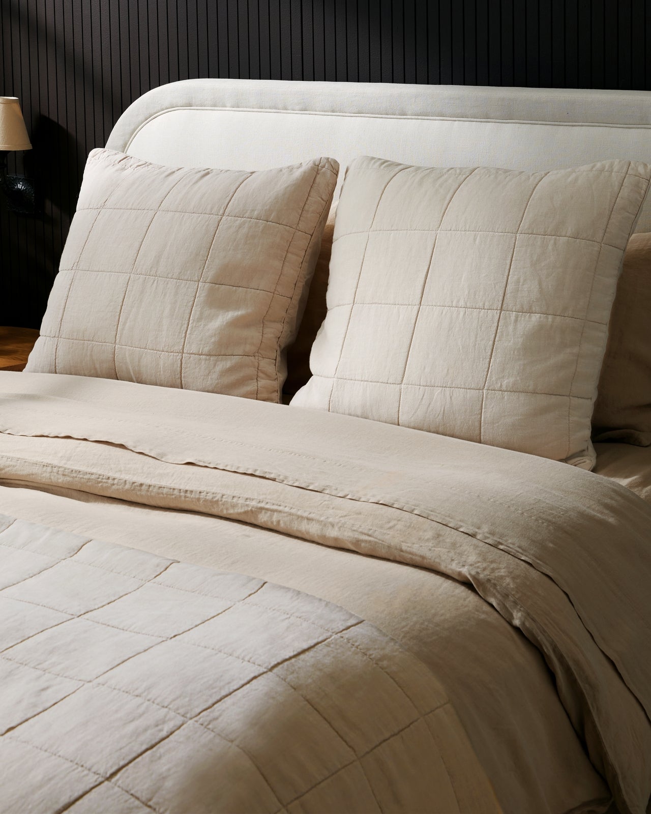 Linen Box Quilted Euro Sham (Bone)