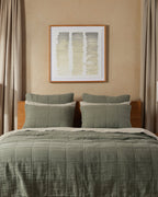 Linen Box Quilted Euro Sham (Moss)