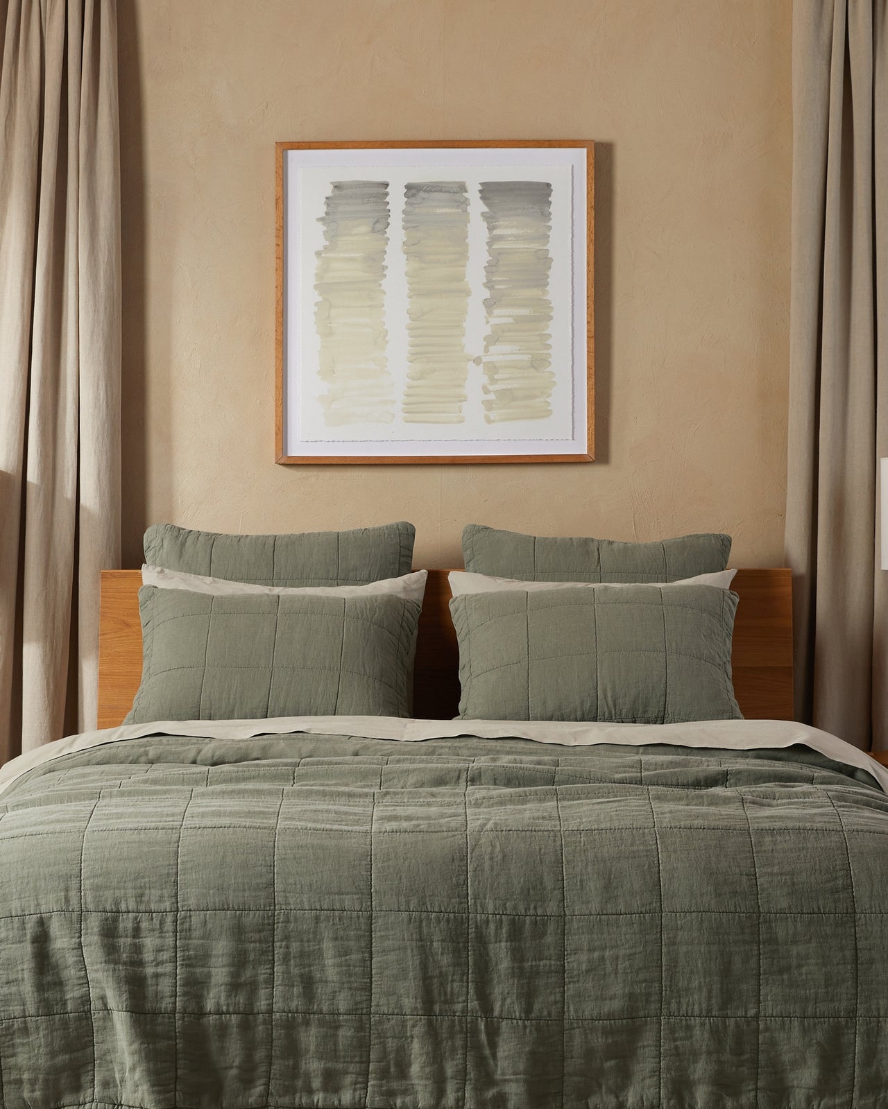 Linen Box Quilted Euro Sham (Moss)