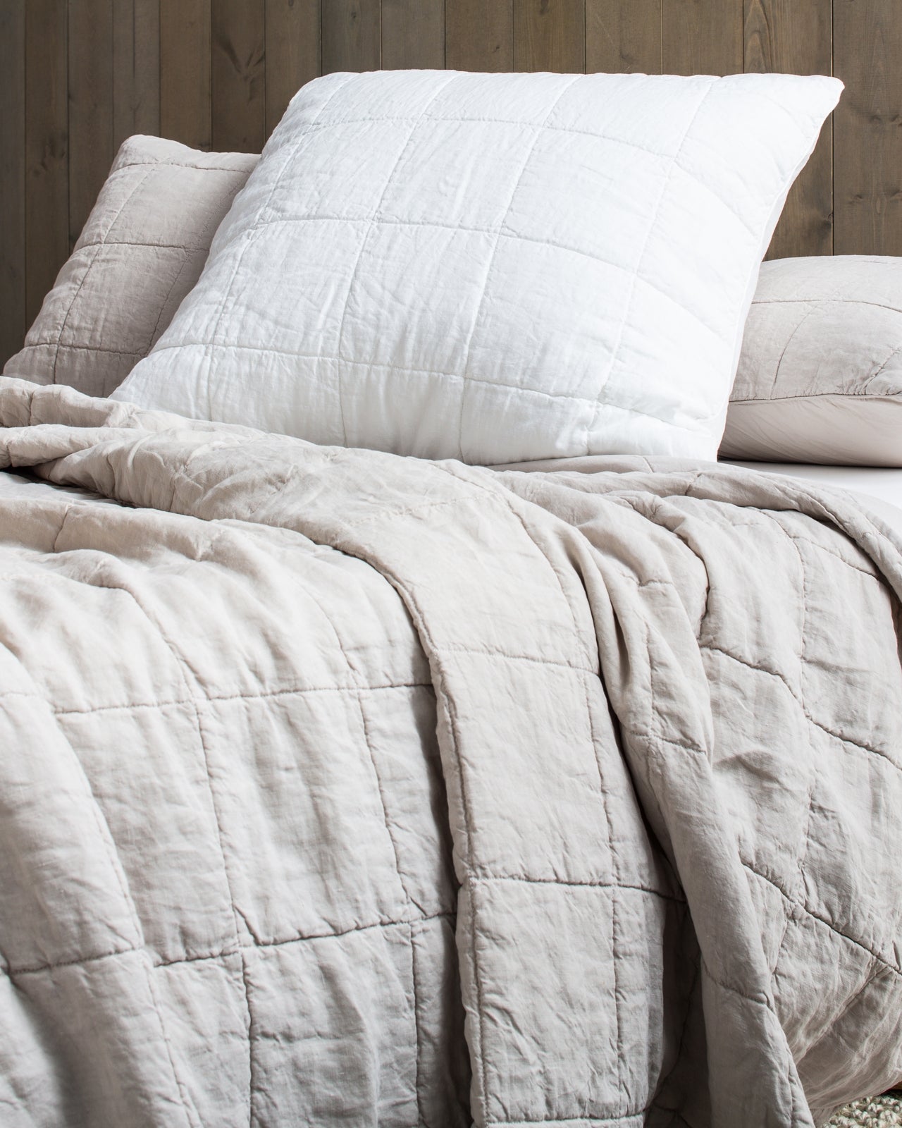Linen Box Quilted Euro Sham (White)