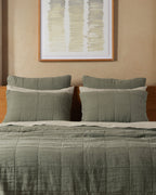 Linen Box Quilted Sham Set (Moss)