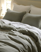 Linen Duvet Cover Set - Moss K/CK
