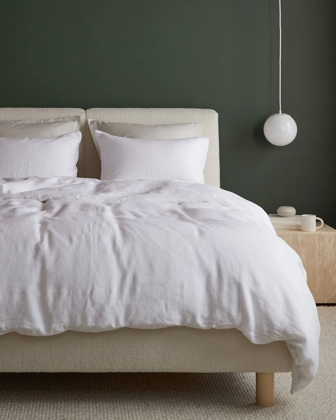 Linen Duvet Cover Set - White K/CK