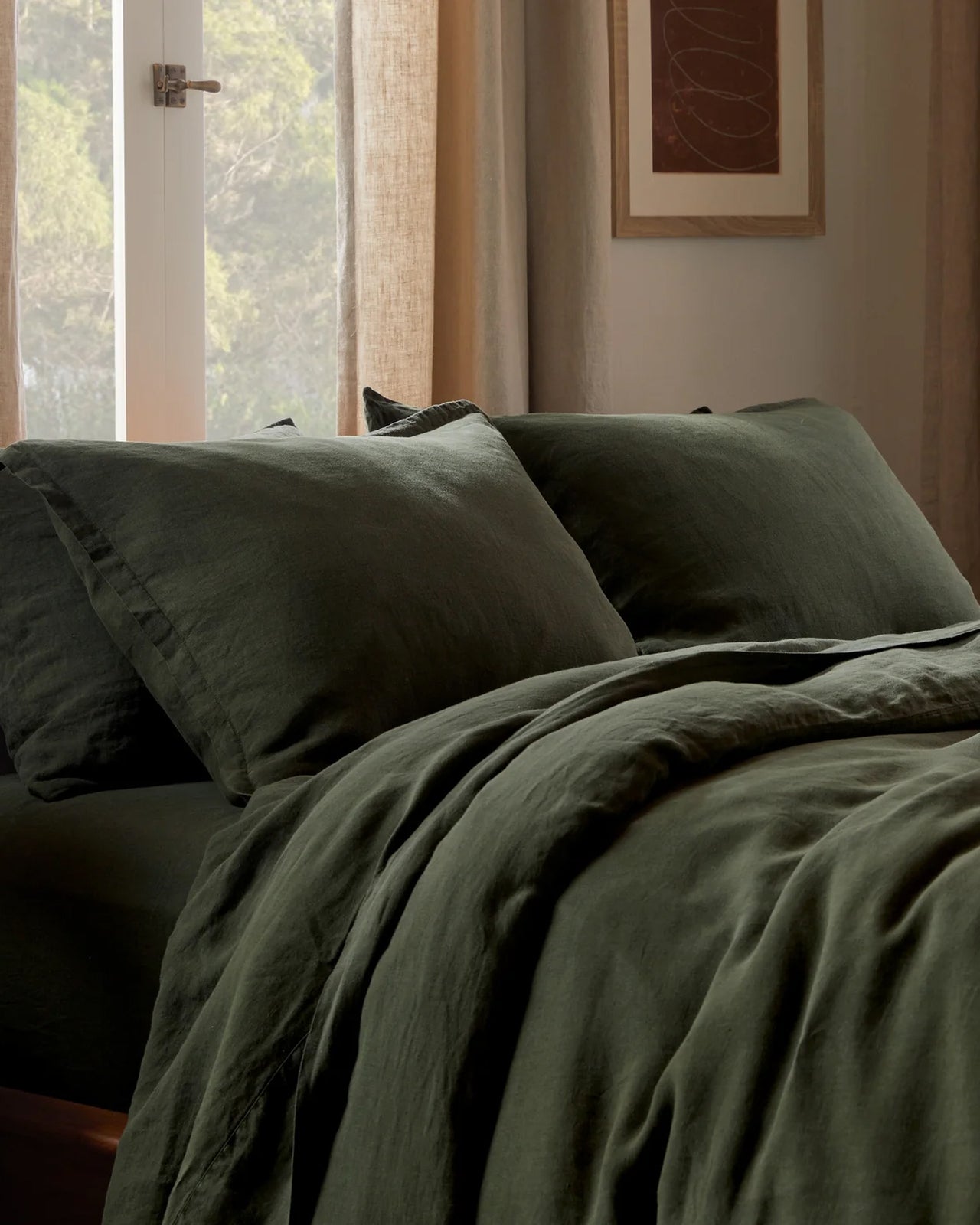 Linen Sheet Set - Evergreen F/Q