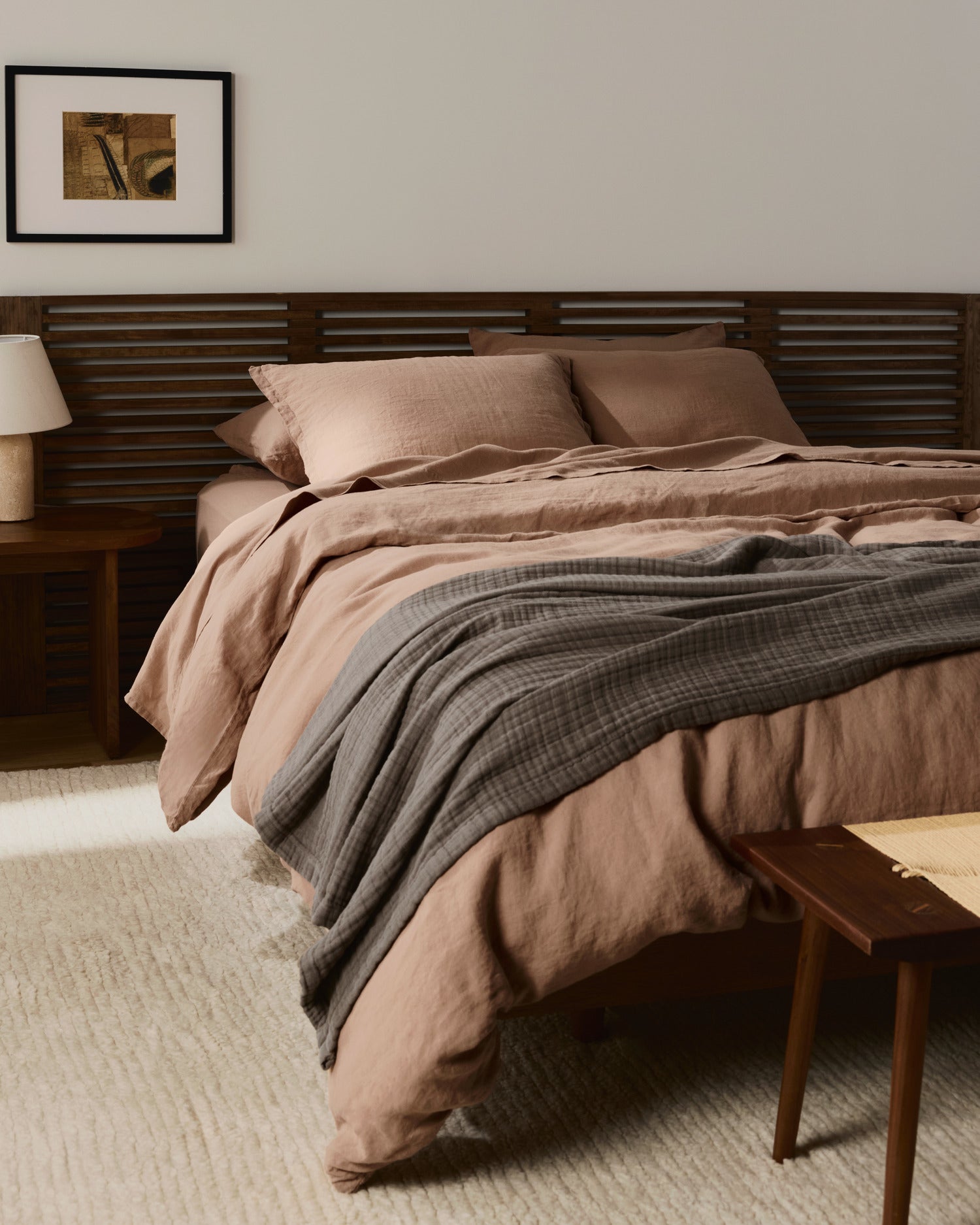 Cloud Linen Gauze Throw (Warm Grey)