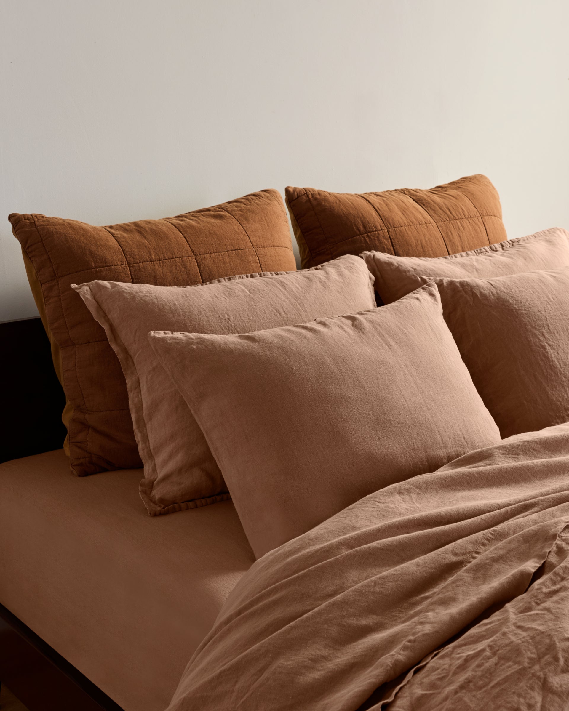 Linen Box Quilted Euro Sham (Tobacco)