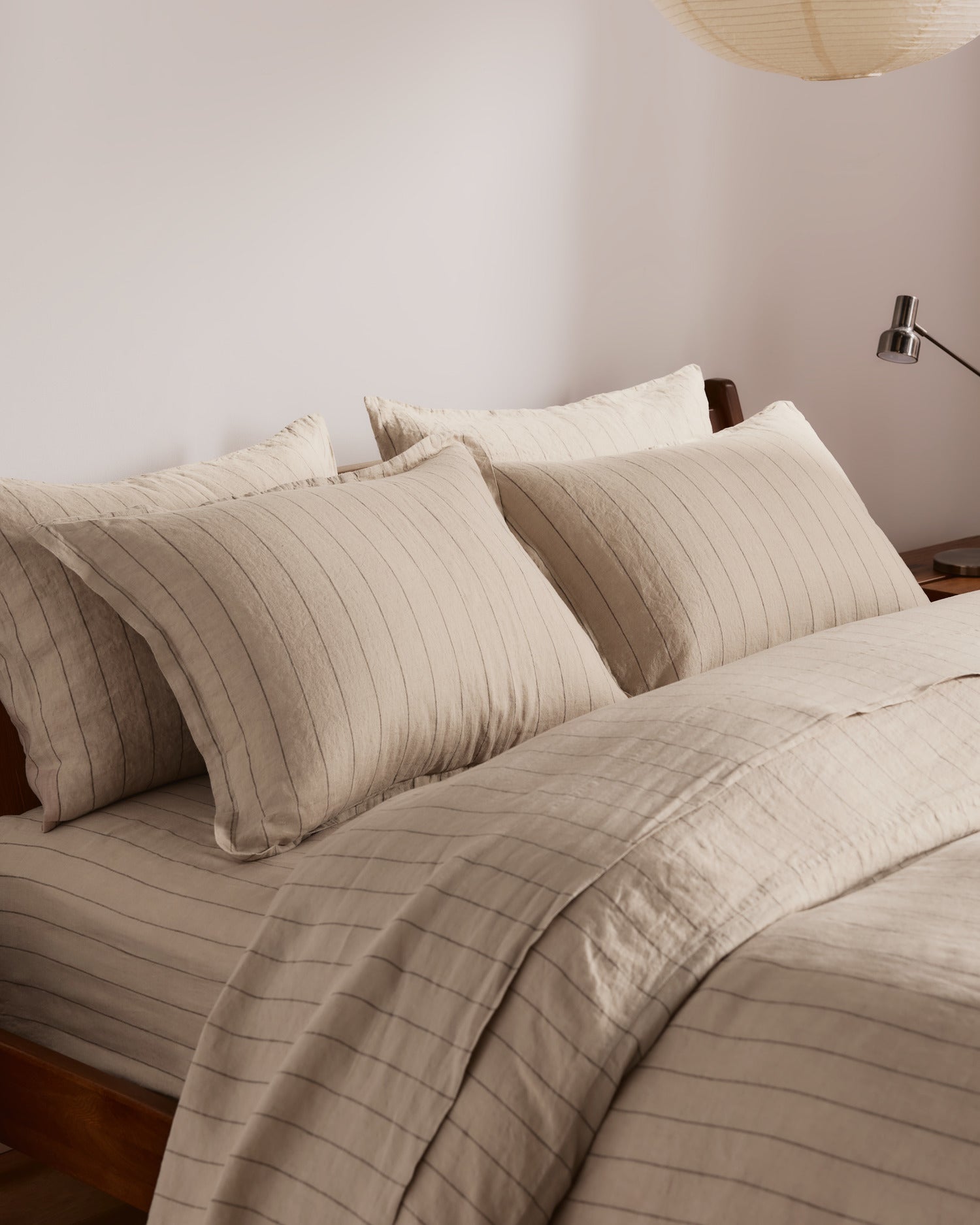 Linen Sheet Set - Bone Stripe F/Q