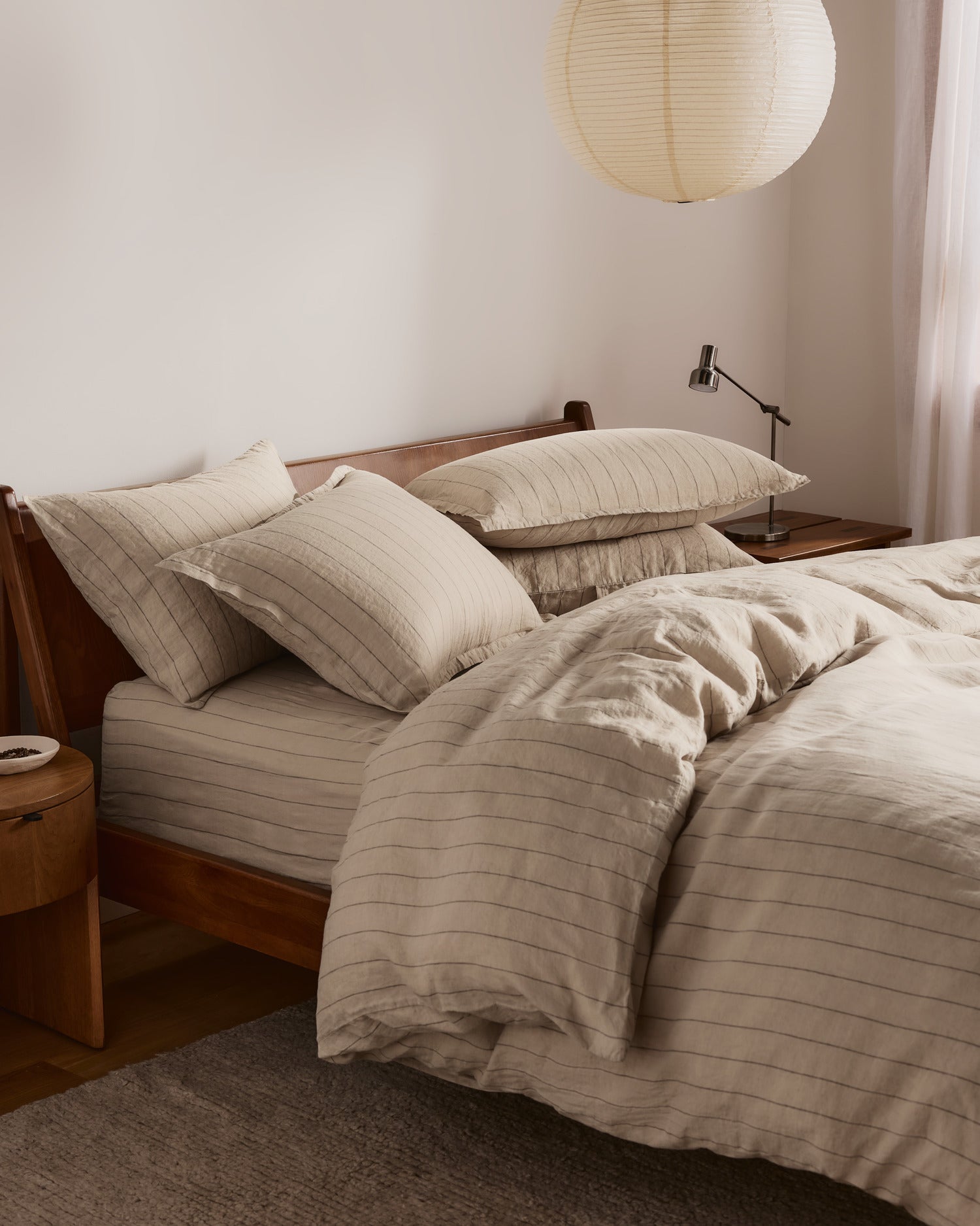 Linen Duvet Cover (Bone Stripe)