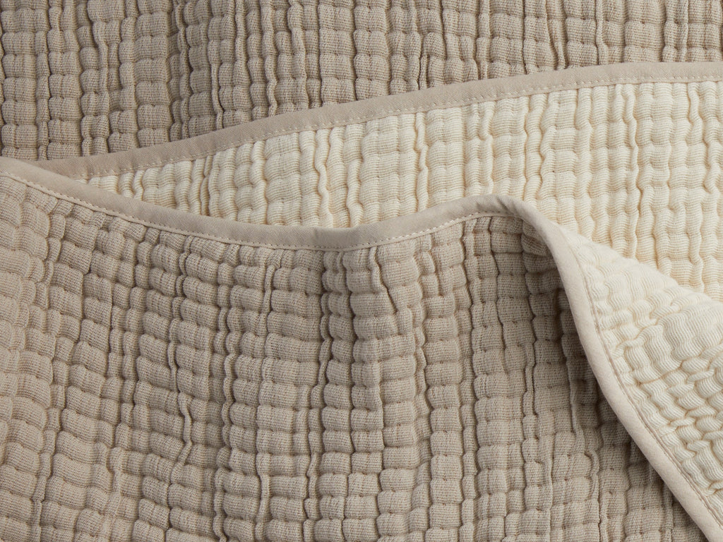 Organic Channel Gauze Throw (Natural and Ivory)