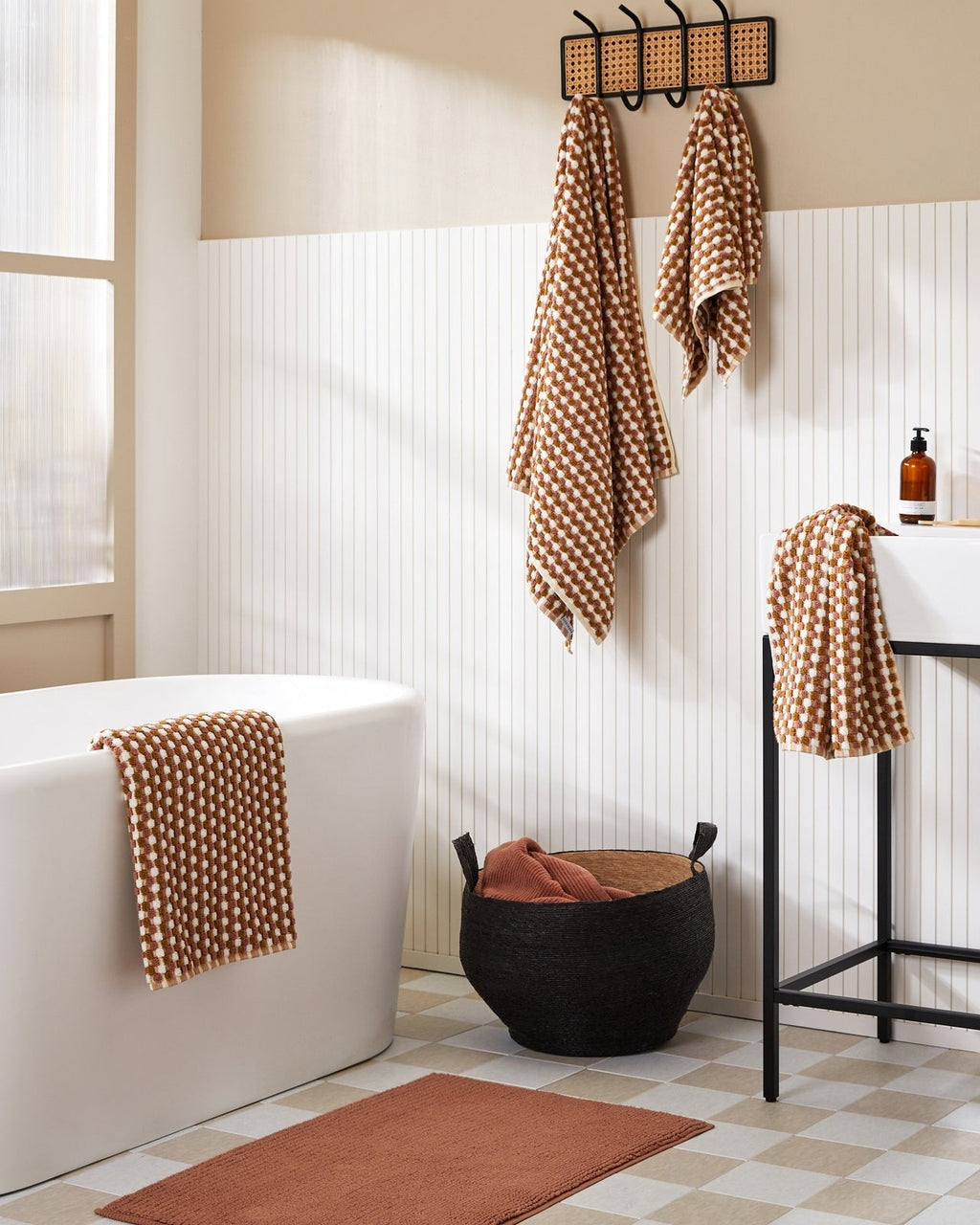 Organic Cotton Mosaic Towels (Ochre and Clay)