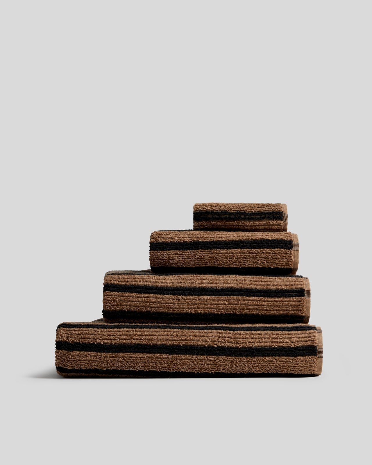 Organic Resort Stripe Towels (Camel with Soft Black)