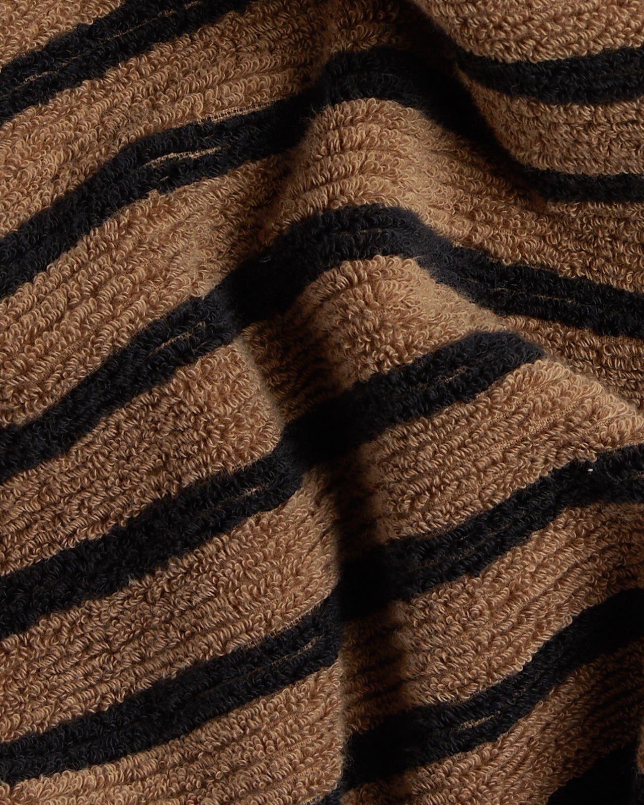 Organic Resort Stripe Towels (Camel with Soft Black)