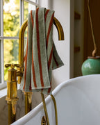 Organic Resort Stripe Towels (Sage with Russet)