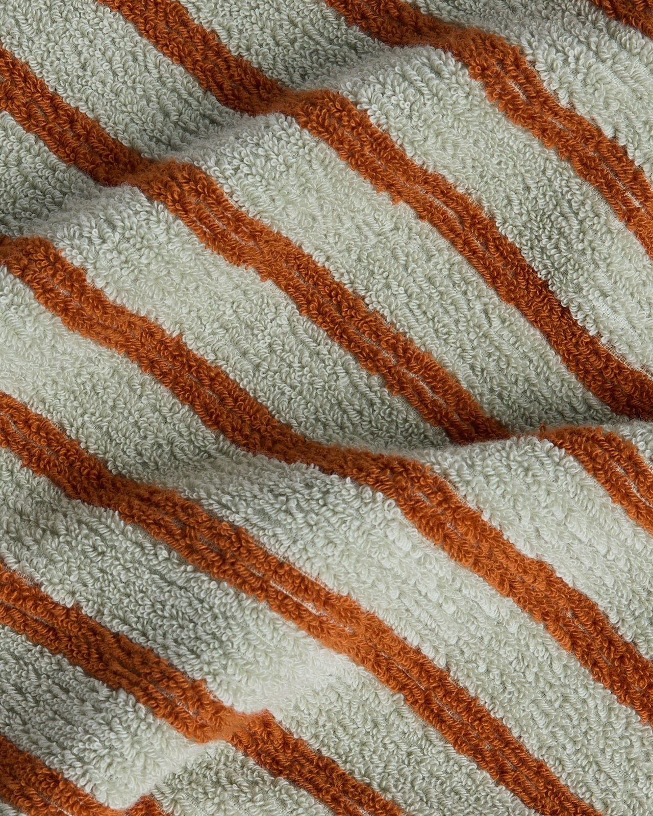 Organic Resort Stripe Towels (Sage with Russet)