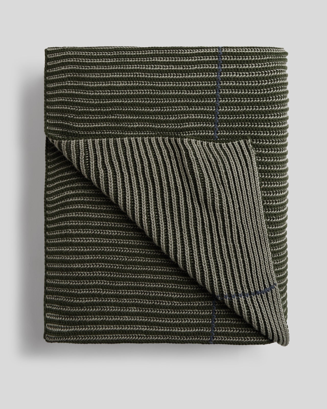 Organic Two Tone Rib Knit Throw (Moss and Evergreen)