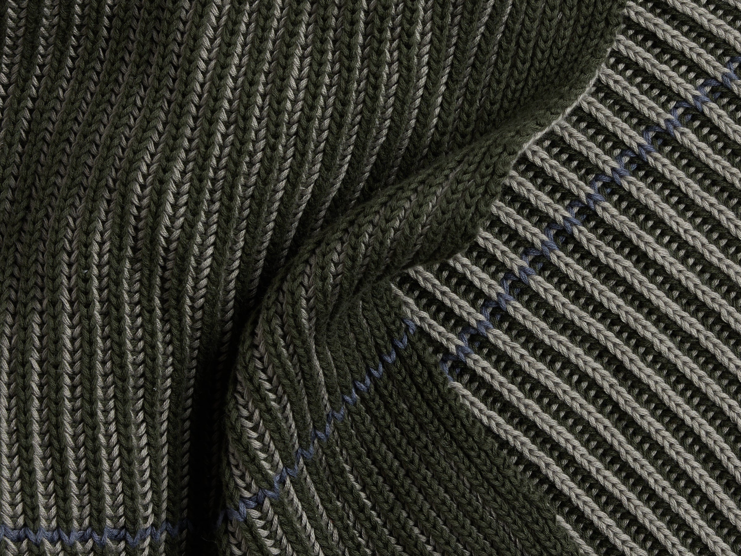 Organic Two Tone Rib Knit Throw (Moss and Evergreen)