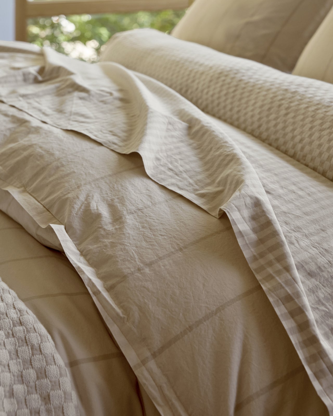 Percale Duvet Cover (Bone Stripe)