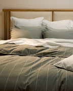 Percale Duvet Cover (Moss Stripe)