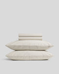 Percale Sheet Set - Bone Stripe F/Q