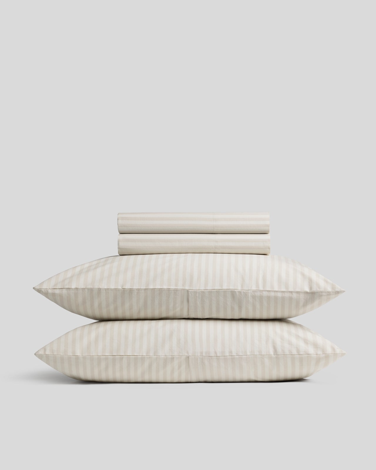 Percale Sheet Set - Bone Stripe F/Q